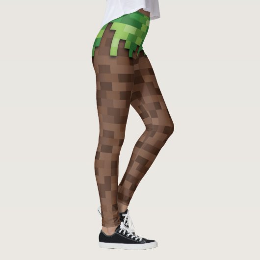 Gebäude Mining Video Game Pixel Grass Dirt Leggings (Rechts)
