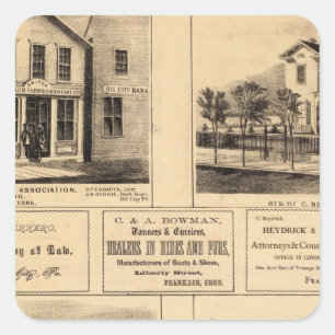 Gebäude, Ölstadt, Franklin, Tarr Farm Quadratischer Aufkleber