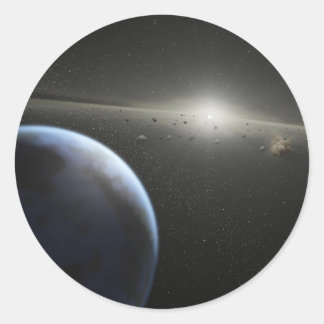 Gebäude Planets Runder Aufkleber