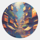 Gebäude Runder Aufkleber (Vorderseite)