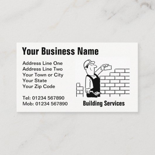 Gebäude Services Cartoon Business Card Visitenkarte (Vorderseite)