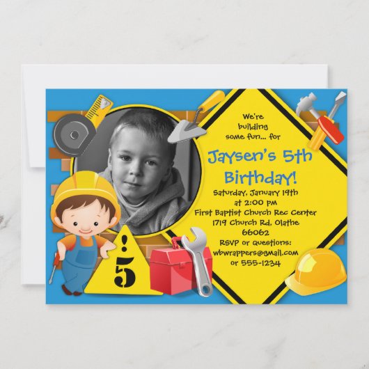 GEBÄUDE SOMIT FUN Bauwesen Party Einladung (Vorderseite)