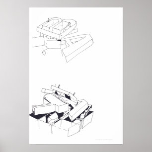 Gebäude Spiele Zeichnete 7 mit B und A Monogram P Poster