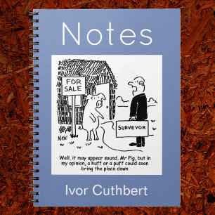 Gebäude Surveyor betrachtet das Haus von Herrn Pig Notizblock