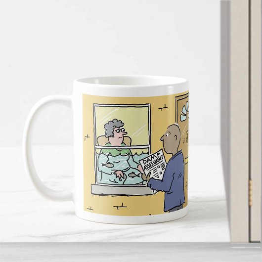 Gebäude Surveyor Damp Assessment Cartoon. Kaffeetasse
