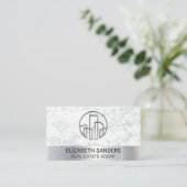 Gebäude-Symbol | Weißer Marmor | Metallisch Visitenkarte (Stehend Vorderseite)