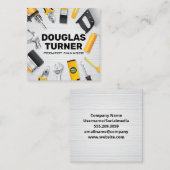 Gebäude-Tools auf Holztisch Quadratische Visitenkarte (Vorne/Hinten)