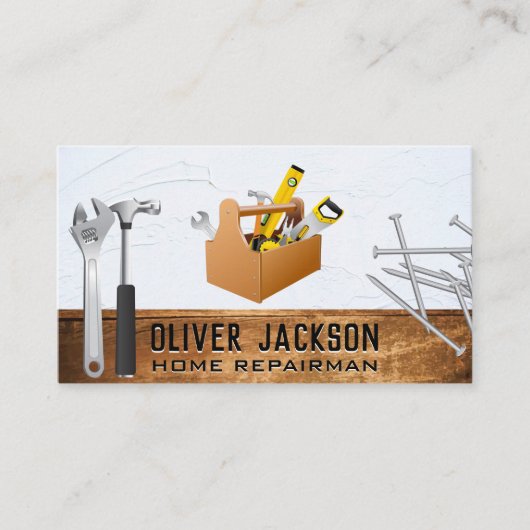 Gebäude Tools | Toolbox | Holz Visitenkarte (Vorderseite)