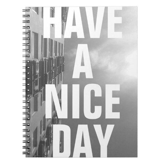 Gebäude und Himmel mit Worten Notizblock (Vorderseite)