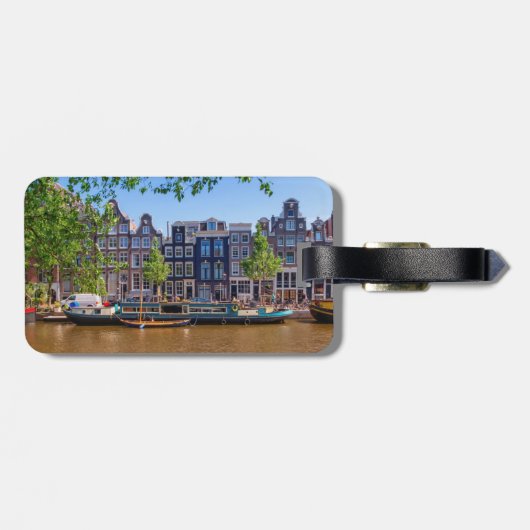 Gebäude und Kanal in Amsterdam, Niederlande Gepäckanhänger (Rückseite horizontal)