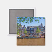 Gebäude und Kanal in Amsterdam, Niederlande Magnet (Vorderseite/Rückseite)
