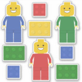 Gebäude- und Spielzeugziegeln in Primärfarben Aufkleber (Vorderseite)