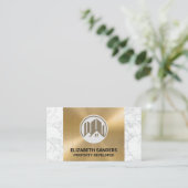 Gebäude- und Zuhause-Symbol | Gold-Metallmarmor Visitenkarte (Stehend Vorderseite)