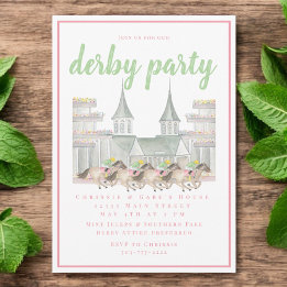 Gebäude Wasserfarbe Derby Party Racing Rosa Einladung
