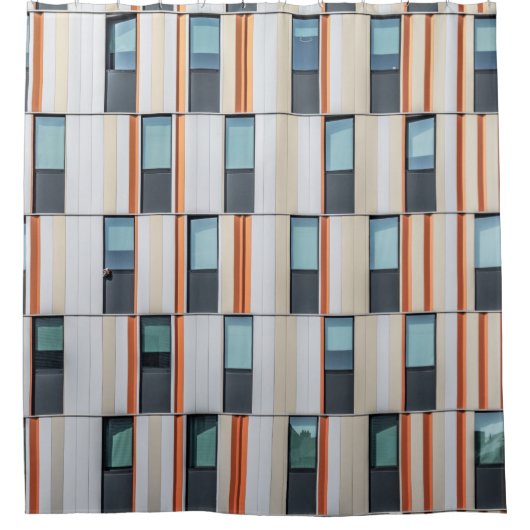 Gebäude weiß und orange duschvorhang (Vorderseite)