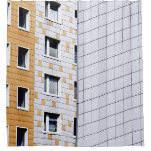 Gebäude weiß und orange duschvorhang
