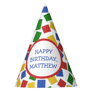 Gebäude-Ziegel des Spielzeugs, Primärfarben, Mus Partyhütchen