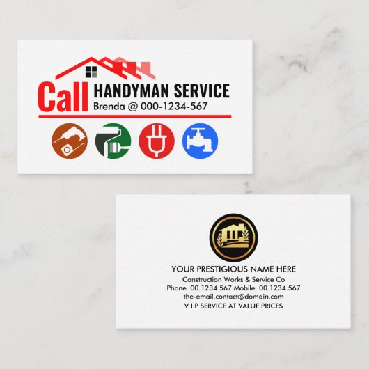Gebäude Zuhause Border Handyman Tools Visitenkarte (Vorne/Hinten)