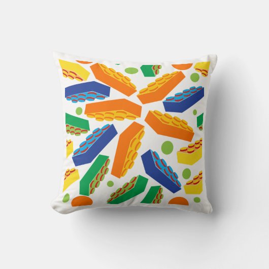 Gebäudeblöcke "Wurf" des Kindes auf weißem Kissen (Vorderseite)