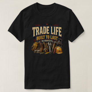 Gebaut für den Handel Vintage Blaues Kragen Arbeit T-Shirt