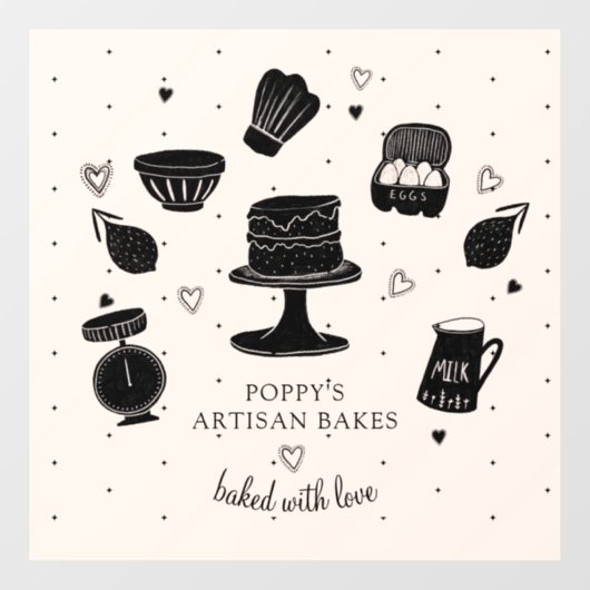 Gebaut für Sie mit Liebe Bäckerei Fensteraufkleber (Blatt)