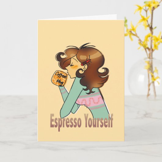 Gebaut mit Joy Birthday Coffee Art Karte (Gelbe Blume)