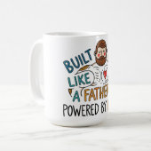 Gebaut wie ein Vater, angetrieben von Liebe Vatert Kaffeetasse (Vorderseite Links)
