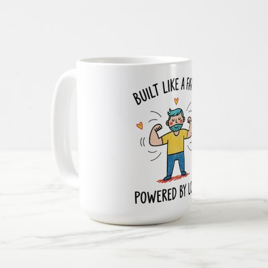 Gebaut wie ein Vater, angetrieben von Liebe Vatert Kaffeetasse (Vorderseite Links)