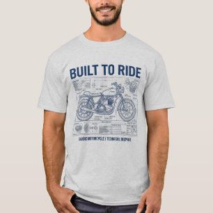 Gebaut zum Fahren Vintage-Motorrad Technische Blau T-Shirt