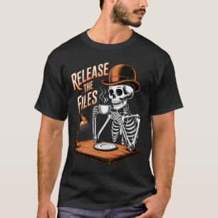 Gebe Die Dateien Skelett Trinke Kaffee Unter Lampe T-Shirt