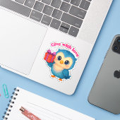 Geben mit Liebe - Owl-Geschenkaufkleber Aufkleber (Laptop mit iPhone)