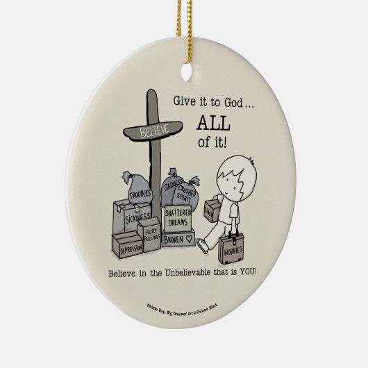 Geben Sie alles Gott Keramik Ornament (Rechts)