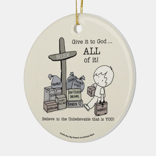 Geben Sie alles Gott Keramik Ornament (Links)