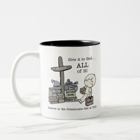 Geben Sie alles Gott Zweifarbige Tasse (Links)