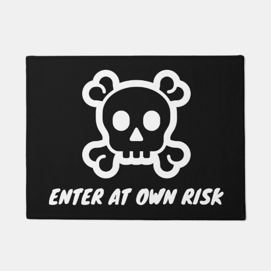 Geben Sie auf eigene Gefahr lustige Schädelkopfsym Fußmatte (Vorderseite)