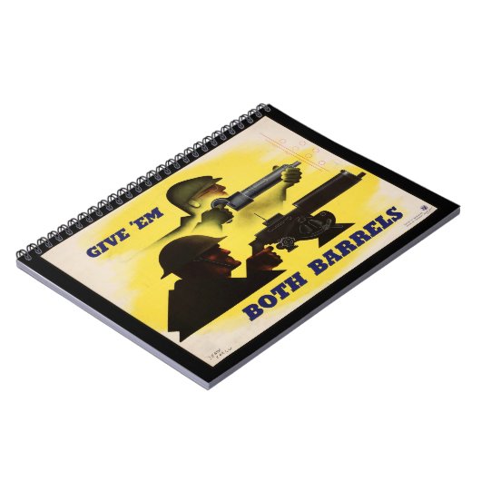 Geben Sie beiden Fässern WW2 Militär & Fabrik Arbe Notizblock (Linke Seite)