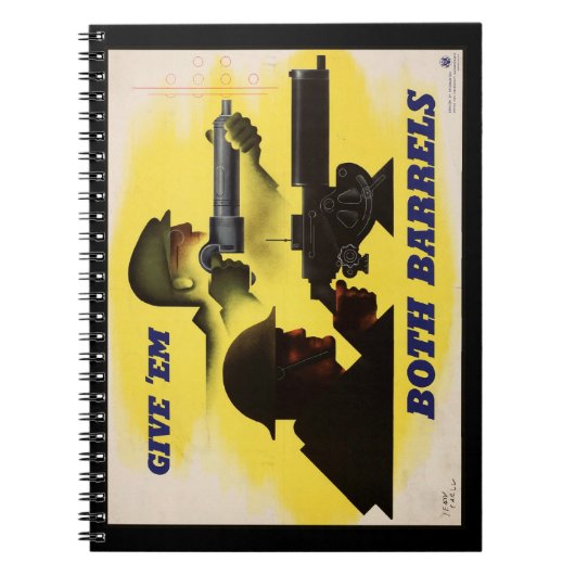 Geben Sie beiden Fässern WW2 Militär & Fabrik Arbe Notizblock (Vorderseite)