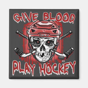 Geben Sie Blut Play Hockey Red Magnet
