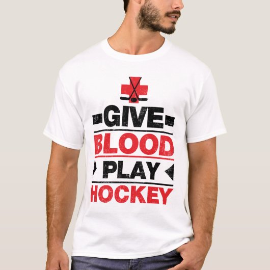 Geben Sie Blut-Spiel-Hockey T-Shirt (Vorderseite)