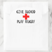 Geben Sie Blut, Spiel-Rugby Ovaler Aufkleber (Tasche)