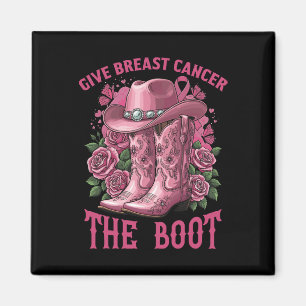 Geben Sie Brustkrebs dem Boot Cowgirl Ribbon Cance Magnet