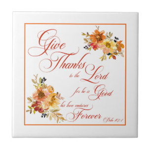 Geben Sie Dank an den Herrn Fall Aquarell Blumenko Fliese