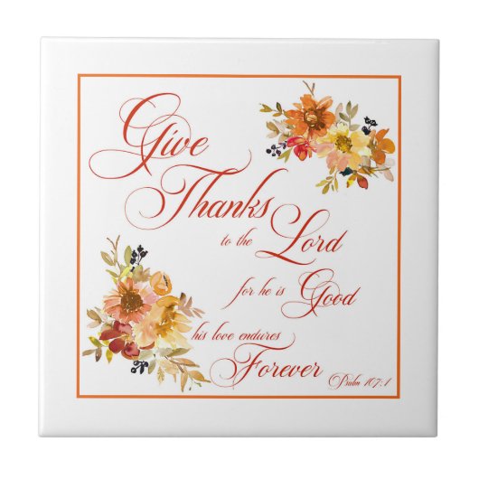 Geben Sie Dank an den Herrn Fall Aquarell Blumenko Fliese (Vorderseite)