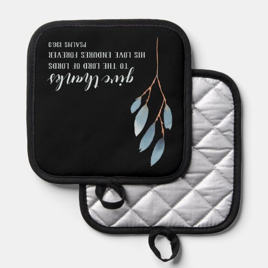 Geben Sie Dank Bibel Verse Blue Original Watercolo Topflappen (Vorderseite/Rückseite)