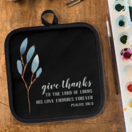 Geben Sie Dank Bibel Verse Blue Original Watercolo Topflappen