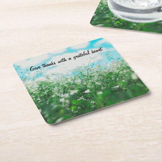 Geben Sie Dank mit einem dankbaren Rechteckiger Pappuntersetzer (angewinkelt)