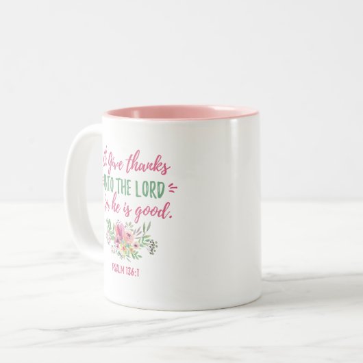"Geben Sie Dank" Scripture-Kaffee-Tasse Zweifarbige Tasse (Vorderseite Links)