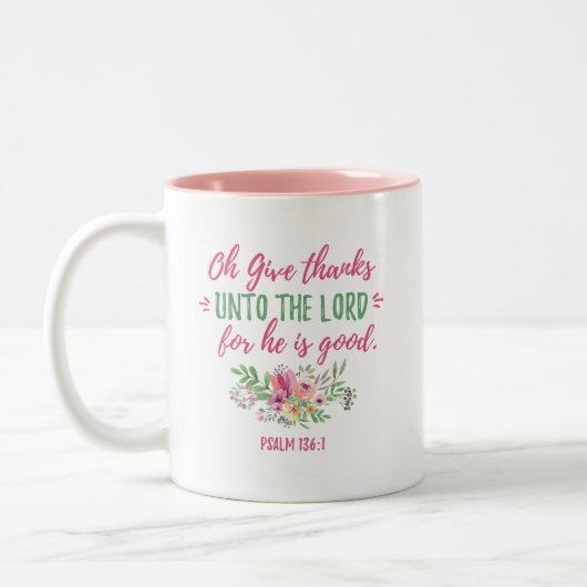 "Geben Sie Dank" Scripture-Kaffee-Tasse Zweifarbige Tasse (Links)