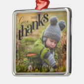 Geben Sie Dankeschön an das Baby Foto Black Ornament Aus Metall (Links)