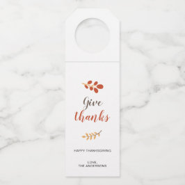 Geben Sie Dankeschön Script-Erntedank Personalisie Flaschenanhänger